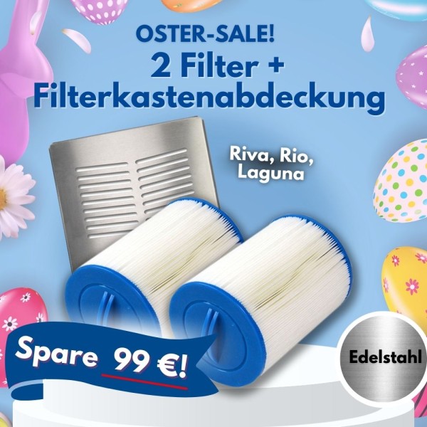 99 € sparen: Hochwertige Filterkastenabdeckung aus Edelstahl Riva mit 2 Kartuschenfiltern